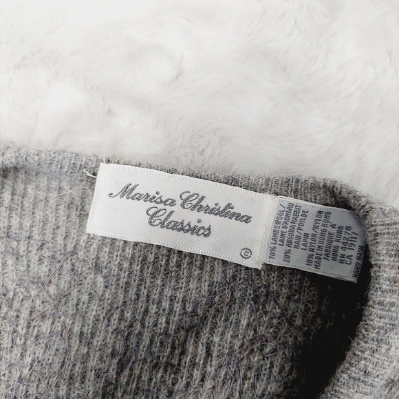 Marisa Christina Gray Wool Knit Sequin Long Sleeve Button Front Cardigan P3803 - Picture 6 of 10